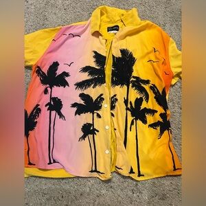Palm tree themed button down shirt